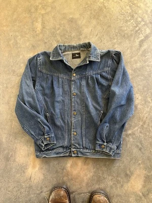 Vintage 80s Silver Unicorn Snap Button Denim Jacket Women's Large - Image 1 of 4