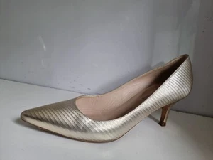 L K BENNETT DESIGNER UK 5.5 EU 38.5 WOMENS GOLD LEATHER COURT HEELS SHOES - Picture 1 of 17