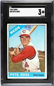 1966 Topps # 30 - PETE ROSE - Cincinnati Reds - SGC-3 (VG) - CENTERED/COLOR POP - Picture 1 of 2