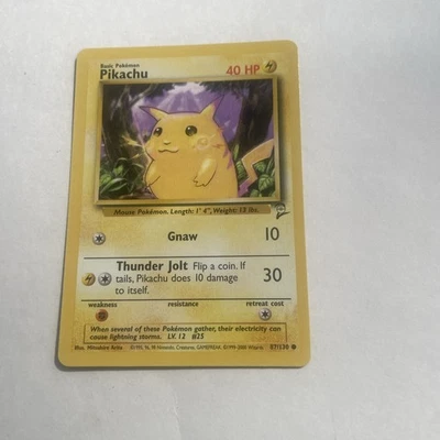 Pokemon Pikachu 87/130 WotC Base Set 2 Common NM - Image 1 of 2
