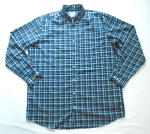 LL Bean Mens XL Tall Traditional Fit Cotton Blue/White Plaid L/S Shirt - Picture 1 of 4