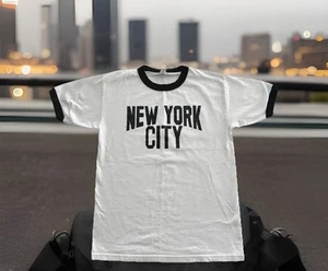 Camisa De Colección Ciudad de Nueva York Timbre Medio Blanca Negra Y2K Streetwear Alstyle - Imagen 1 de 9
