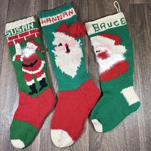 Handarbeit gestrickte Vintage Weihnachten Urlaub Strümpfe 3er Set - Bild 1 von 15