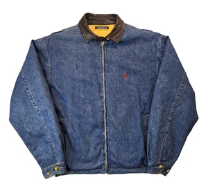 Nautica Vintage Reversible Blue Denim Bomber Jacket Mens Large L - Picture 1 of 7