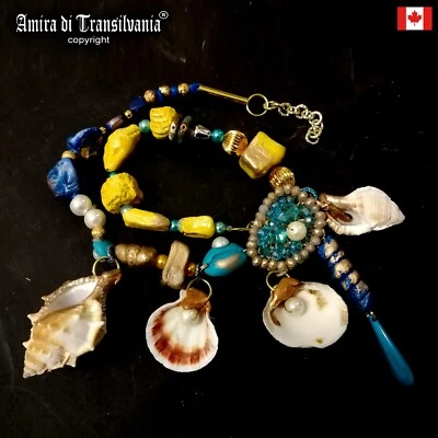 collar mujer joyería perla concha lujo vintage accesorios arte joya cerámica Foto 1 de 4