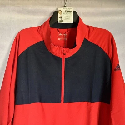 NUEVO $90 ADIDAS COMPETICIÓN VIENTO ELÁSTICO GOLF JERSEY ESCARLATA AZUL MARINO 2XL BC2324 Foto 1 de 4