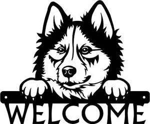 Letrero de bienvenida detallado de cara de perro Husky o nombre personalizado - Imagen 1 de 13