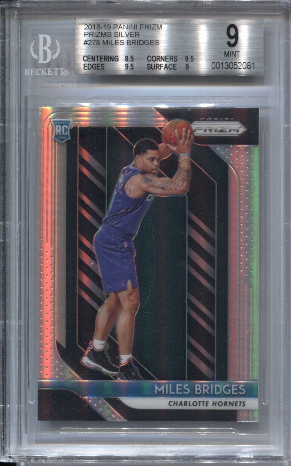 MILES BRIDGES BGS 9 2018-19 PANINI PRIZM #278 ROOKIE SILVER PRIZM RC 2081