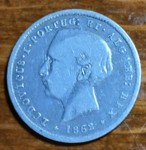 Portugal 200 Reis 1862 Scarce Silver Coin - 4.72 Grams - Picture 1 of 6