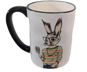 Hipster Rabbit Fashionista Mug White w/black Handle Signature Homewares Inc  - Picture 1 of 6