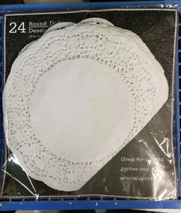 24 Stück weiße runde Papierdeckchen 10 Zoll Catering Partys besondere Anlässe  - Bild 1 von 2