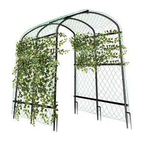 Large Metal Archway Arbor Plants Arch Trellis Garden Tunnel with Climbing Net - Picture 1 of 17