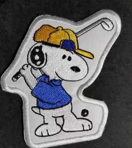 Snoopy Golf bestickter Biker Aufnäher weltweiter Versand ca. 3,5 x 3,5 Zoll - Bild 1 von 2