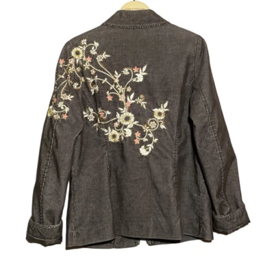 Vertigo костюм куртка Blazer женщин размер M цветочный Y2K блестки вышивка ретро богемное - Изображение 1 из 4