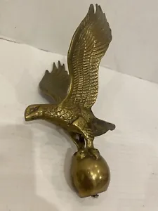 Vintage Solid Brass Eagle on Globe 10” Tall Finial For Lamp Or Flag Pole Amazing - Picture 1 of 20