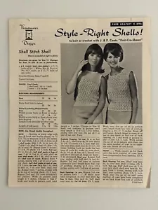 Vintage Coats & Clark’s Style Right Shells Knit Crochet Pattern Crafting Leaflet - Picture 1 of 1