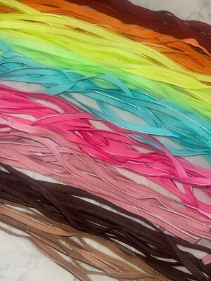 LOTE 45 yardas lencería elástica elástica costura rosa brillante aguamarina 3/8" Foto 1 de 2