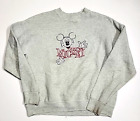 Vintage Fruit Of The Loom Mickey Mouse Adult Large Embroidered Sweater Made USA