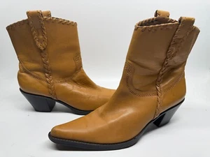 Franco Sarto Ankle Boots Womens 9M Camel Brown Leather Western Ankle Bootie - Picture 1 of 9