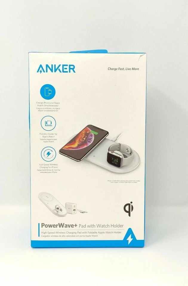 Cargador Inalámbrico Anker, 2 en 1 PowerWave+ Pad con Soporte para Apple Watch  Foto 1 de 3