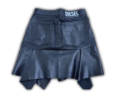 Diesel Falda Midi Asimétrica Moto Piel Oveja Cuero + Detalle Volantes Foto 1 de 4