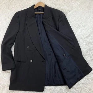 Giorgio Armani Double Tailored Jacket Silk Blend Black Tag - Picture 1 of 11