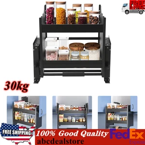 2Tiers Pull-Out Shelf Cabinet Shelf Drop Down Shelf Kitchen Pull-Down Cabinet - Bild 1 von 15