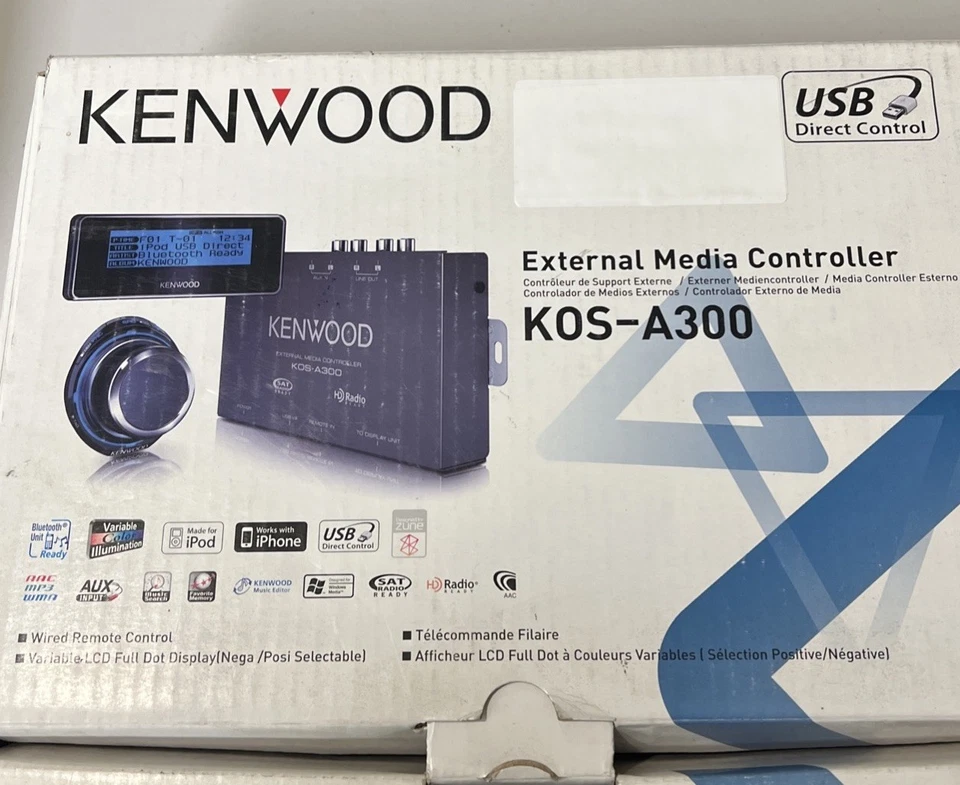 Controlador de medios externos Kenwood KOS-A300 modelo de EE. UU. N/como nuevo con KCA-iP101 probado JP Foto 1 de 4