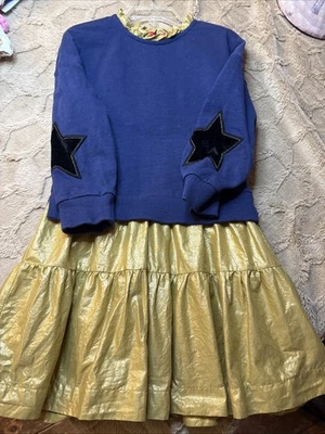 迷你紧身运动衫派对星星金色连衣裙 4-5 岁 — 第 1/4 张图片