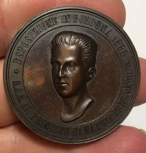 BOLOGNA VITTORIO EMANUELE MEDAGLIA PREMIO 1888 ESPOSIZIONE  AE e.022 - Picture 1 of 2