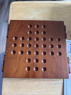Vintage Woodcraft Wooden Solitaire Board Game with Marbles - Image 1 of 4