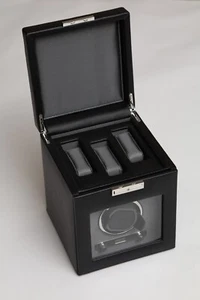 Wolf Module 2.7 Watch Winder with 3 Case Storage Key in Black Leather - Picture 1 of 21
