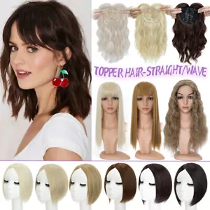 US Straight Top Toupee Hair Topper Clip In Hair Extensions Real Natural as human - Picture 1 of 83