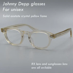 New glasses men's yellow eyeglasses women's acetate glasses Johnny Depp glasses - Picture 1 of 6