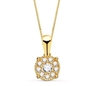 Collar oro 18k 750 mls. Oro Amarillo. Colgante 6,5 MM. 10 Diamantes 0,182 Q. - Imagen 1 de 5