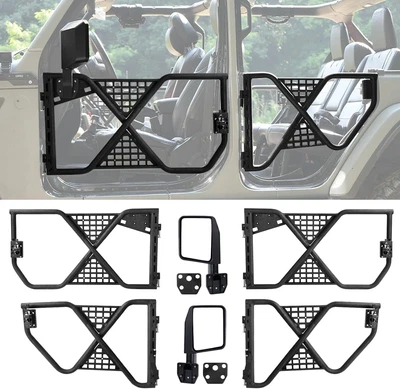 Tubular Half Doors w/ Side Mirror For 2018-24 Jeep Wrangler JL JLU&Gladiator JT - Imagem 1 de 4
