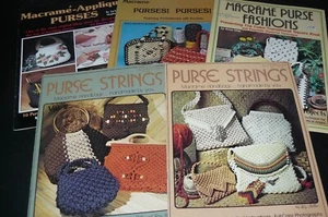 Lot of 5 Vintage Macrame Pattern Books Purse Fashions Strings Purses! Purses! - Picture 1 of 4