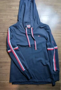 Women's Tommy Hilfiger Long Sleeve Hoodie Sweater Blue Color Logo In Back Medium - Picture 1 of 6