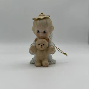 Enesco Ruth Morehead Stechpalme Babes Engel mit Teddybär Ornament gebrochener Flügel - Bild 1 von 5