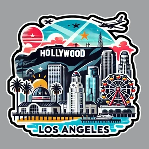 Los Angeles Original Art Die Cut Glossy Laptop Sticker - Bild 1 von 3