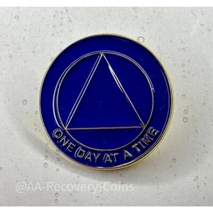 Insignia alfiler de solapa de oro azul AA de Alcohólicos Anónimos - Imagen 1 de 4