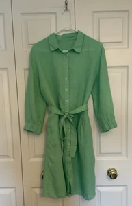 120% Lino linen mint green long sleeve shirtdress 48 - Picture 1 of 6