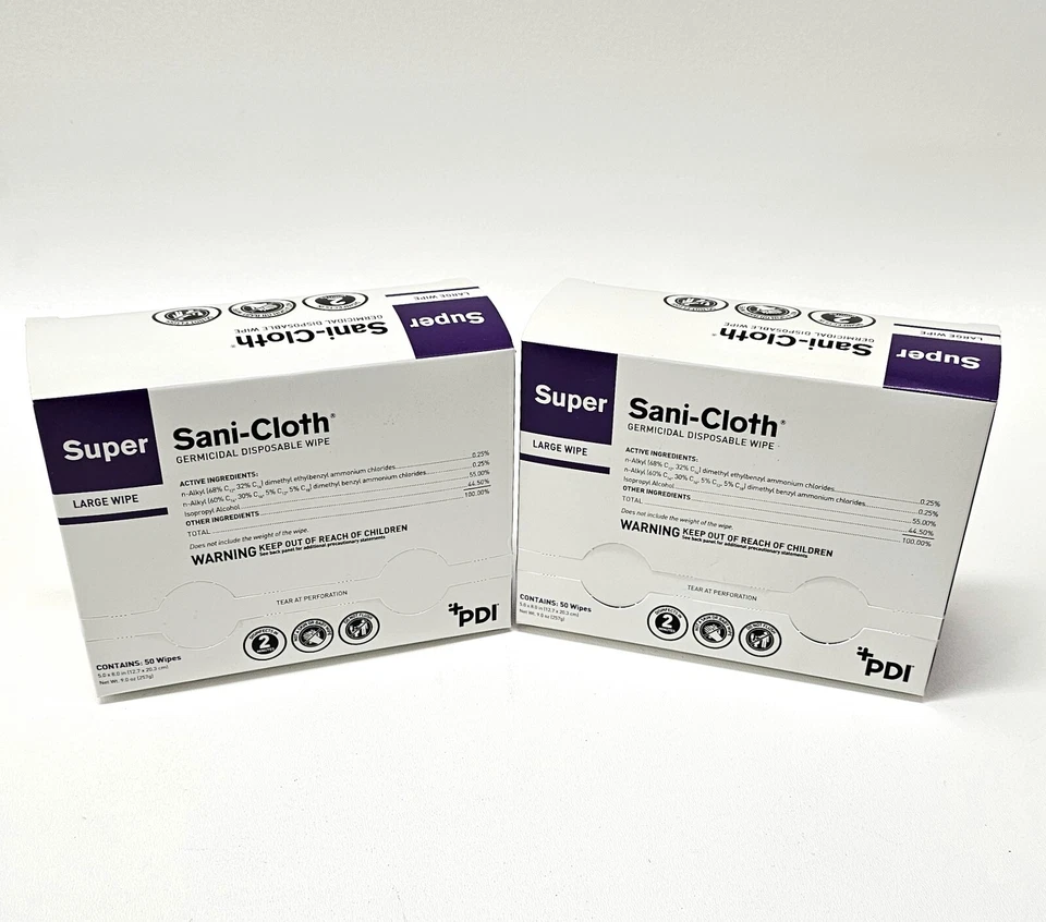 Qty 100 ~ PDI Super Sani-Cloth Large Disinfecting Wipes ~ 5" x 8" (H04082) - Image 1 of 1