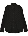 Hugo Boss Mens Slim Fit Shirt Size 41/42 Large Black Striped Cotton Se02