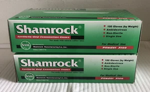 Shamrock Synthetic/Vinyl Powder Free Examination Gloves Large 2 Boxes of 100 - Picture 1 of 2