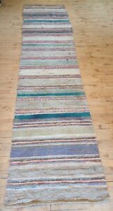 Antique Imported Swedish Hand Made Rag Rug Runner (28 x 130 inches ) Very Pretty