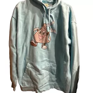 Comfort Colors Hoodie Adult Size Large Blueish Green Hershey KISS Graphic Logo - Picture 1 of 6