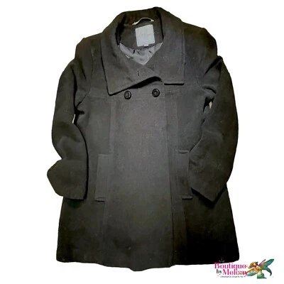 Abrigo para mujer Larry Levine de doble botonadura mezcla de lana talla L negro Foto 1 de 4