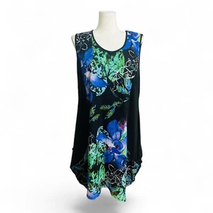 TS TAKING SHAPE Black Floral Drape Dress Gilet Plus Size M (18-20) - Picture 1 of 3
