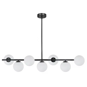 Modern Linear Chandelier 7-Lights Mid-Century Globe Ceiling Light Fixture Gla... - Picture 1 of 7